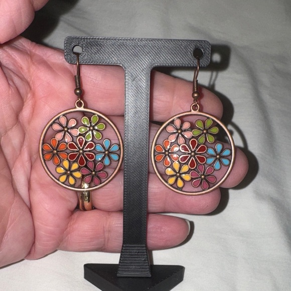Bohemian Colorful Floral Earrings - Picture 6 of 6